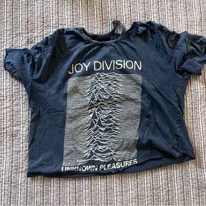 Navy Crop Top - Unknown Pleasures Graphic
